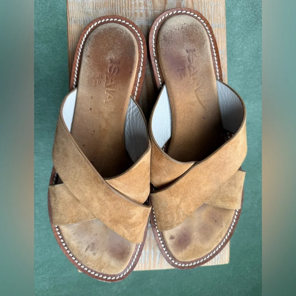 Men's ISAIA Napoli Brown Suede Handmade Criss Cross Slide Sandals EU 44

No Box - Picture 3 of 9
